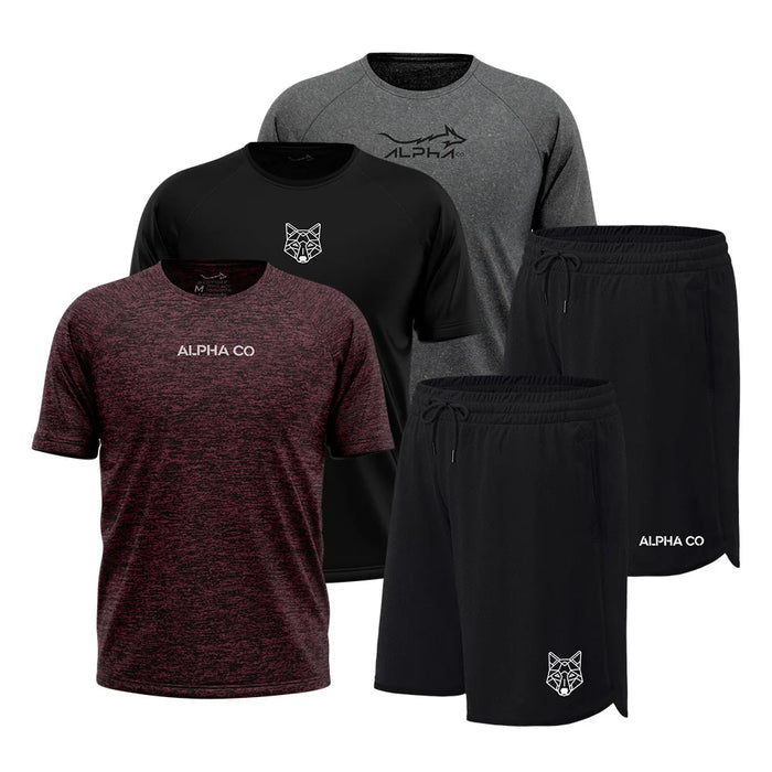 KIT DRYFIT: 3 CAMISETAS e 2 BERMUDAS