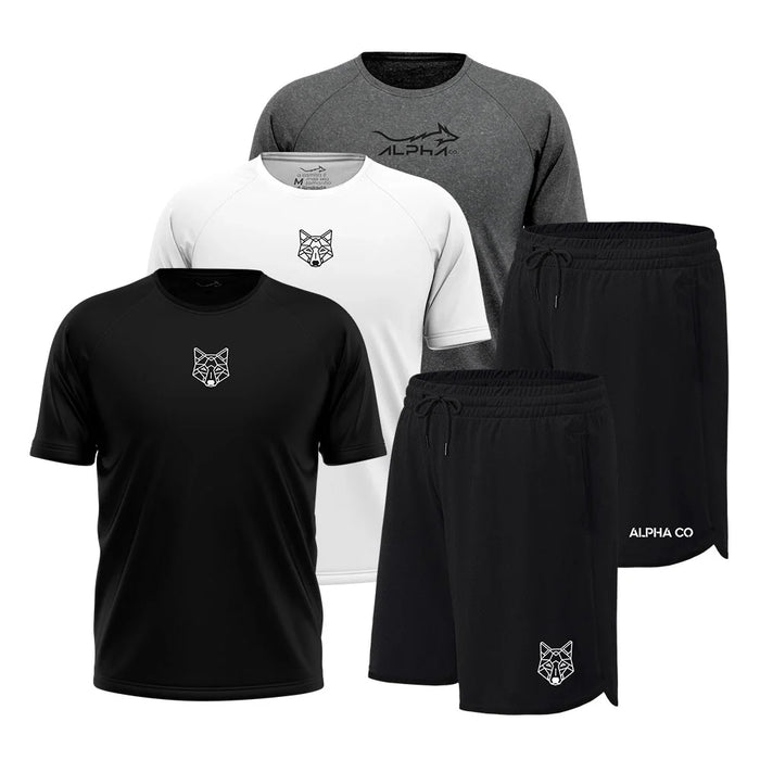 KIT DRYFIT: 3 CAMISETAS e 2 BERMUDAS